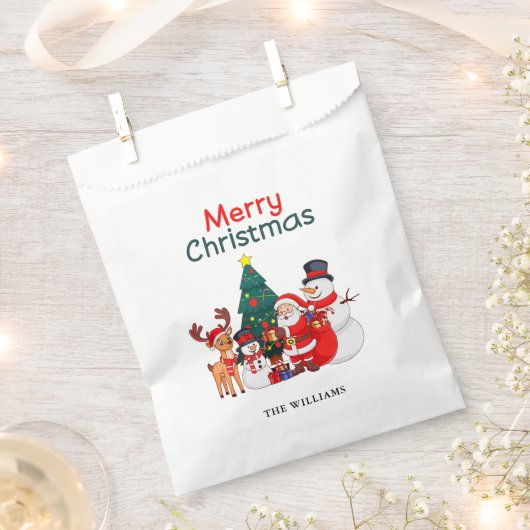 Kerstman en rendier feestelijke vrolijke kerst bedankzakje (Geknipt)