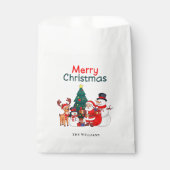 Kerstman en rendier feestelijke vrolijke kerst bedankzakje (Voorkant)
