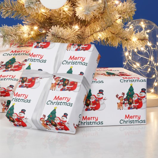 Kerstman en rendier feestelijke vrolijke kerst cadeaupapier (Feestdagen)