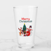 Kerstman en rendier feestelijke vrolijke kerst glas (Voorkant)