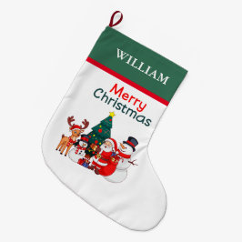 Kerstman en rendier feestelijke vrolijke kerst grote kerstsok