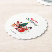 Kerstman en rendier feestelijke vrolijke kerst kartonnen onderzetters (Gekanteld)
