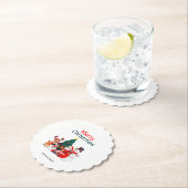 Kerstman en rendier feestelijke vrolijke kerst kartonnen onderzetters (Insitu)