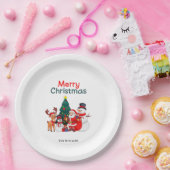 Kerstman en rendier feestelijke vrolijke kerst papieren bordje (Feest)