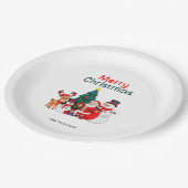 Kerstman en rendier feestelijke vrolijke kerst papieren bordje (Gekanteld)