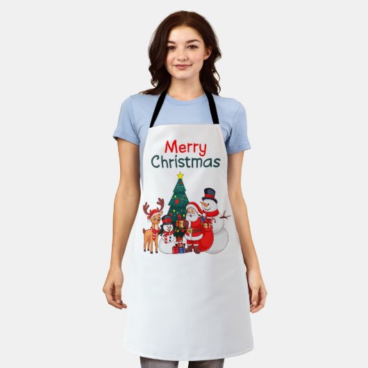 Kerstman en rendier feestelijke vrolijke kerst schort (Gedragen)