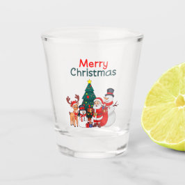 Kerstman en rendier feestelijke vrolijke kerst shot glas