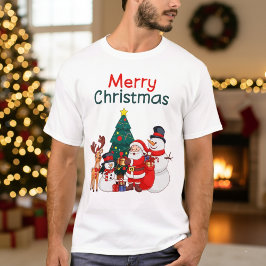 Kerstman en rendier feestelijke vrolijke kerst t-shirt