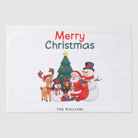 Kerstman en rendier feestelijke vrolijke kerst tissuepapier (Voorkant)