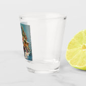 Kerstman en rendier geschoten glas (Rechts)
