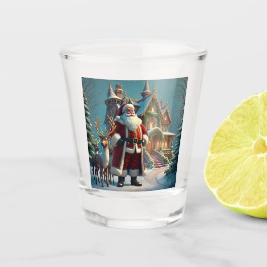 Kerstman en rendier geschoten glas (Voorkant)