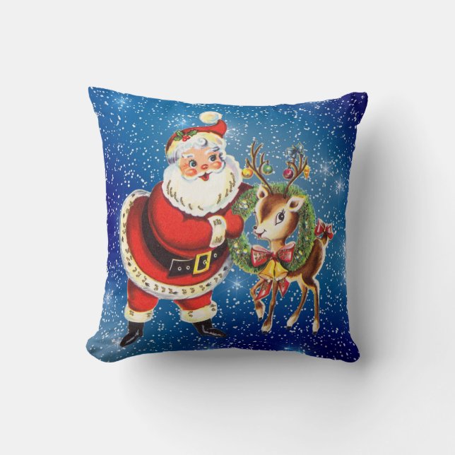  kerstman en rendier gooien kussen (Voorkant)