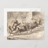  kerstman en rendier-illustratie feestdagenkaart (Voorkant / Achterkant)