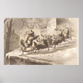  kerstman en rendier-illustratie poster (Voorkant)