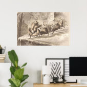  kerstman en rendier-illustratie poster (Thuiskantoor)