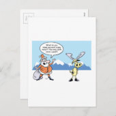 Kerstman en rendier in Cartoon in staking Feestdagenkaart (Voorkant / Achterkant)