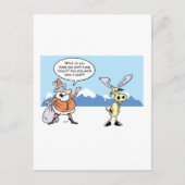 Kerstman en rendier in Cartoon in staking Feestdagenkaart (Voorkant)