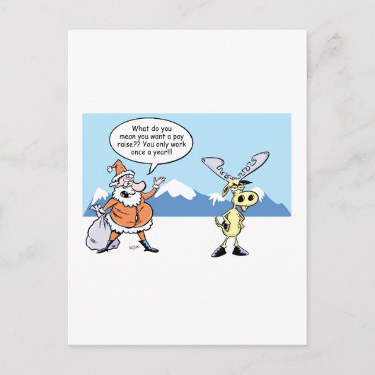 Kerstman en rendier in Cartoon in staking Feestdagenkaart (Voorkant)