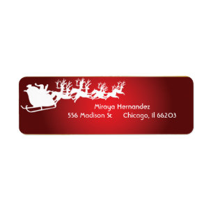Kerstman en rendier in een slee Adresetiket Etiket
