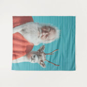 Kerstman en Rendier Kerst Duo Wandkleed (Voorkant (horizontaal))