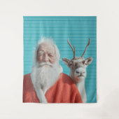Kerstman en Rendier Kerst Duo Wandkleed (Voorkant)