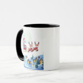 Kerstman en rendier kerst magische nacht T-shirt Mok (Voorkant links)