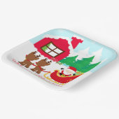 Kerstman en rendier kerstfeest papieren bordje (Gebogen)