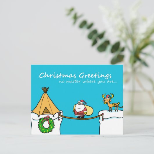 Kerstman en rendier kerstgroet Briefkaart (Staand voorkant)