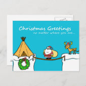 Kerstman en rendier kerstgroet Briefkaart (Voorkant / Achterkant)