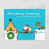 Kerstman en rendier kerstgroet Briefkaart (Voorkant)