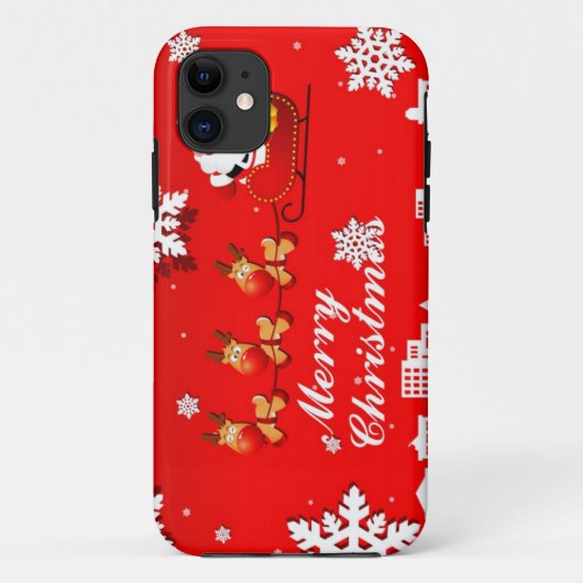 Kerstman en rendier Kerstmis Case-Mate iPhone Case (Achterkant)