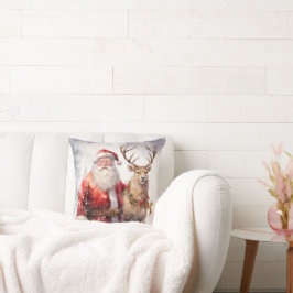 Kerstman en rendier Kerstmis Vakantiehuis Decor Kussen