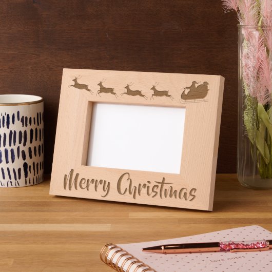 Kerstman en rendier kerstontwerp gegraveerde lijstjes (Links)