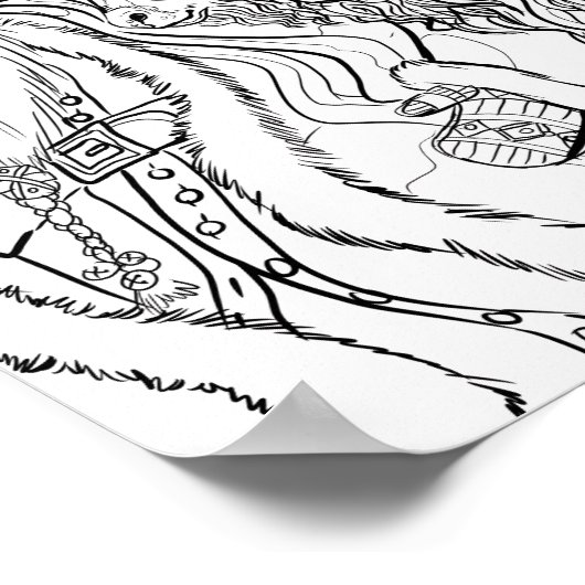 Kerstman en rendier kleuren uw eigen Kerstmis Poster (Hoek)