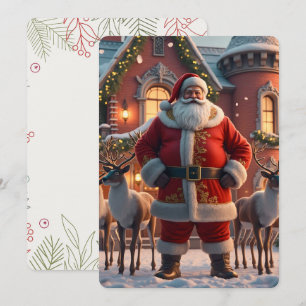 Kerstman en rendier Koninklijk – Elegante Vintage Kaart