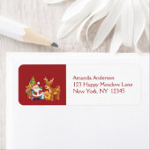 Kerstman en rendier met kerstboom met Cadeaus Etiket (Insitu)