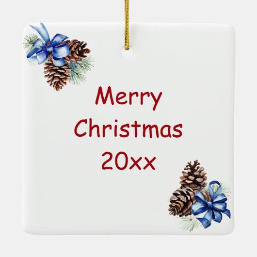  kerstman en rendier op kerst ooit keramisch ornament (Achterkant)