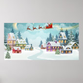 Kerstman en rendier op kerstachtergrond. Winter Poster (Voorkant)