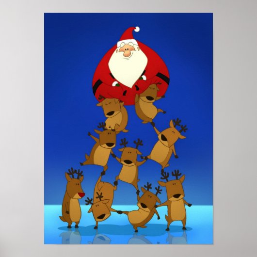 Kerstman en rendier poster (Voorkant)
