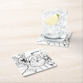 Kerstman en rendier selfie coasters kartonnen onderzetters (Insitu)