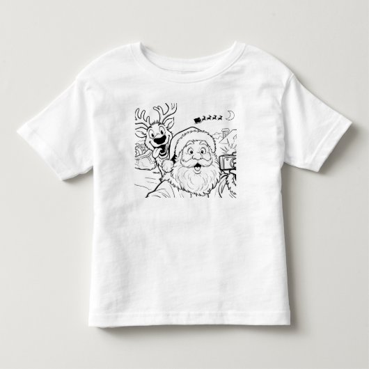 Kerstman en rendier selfie T-shirt (Voorkant)