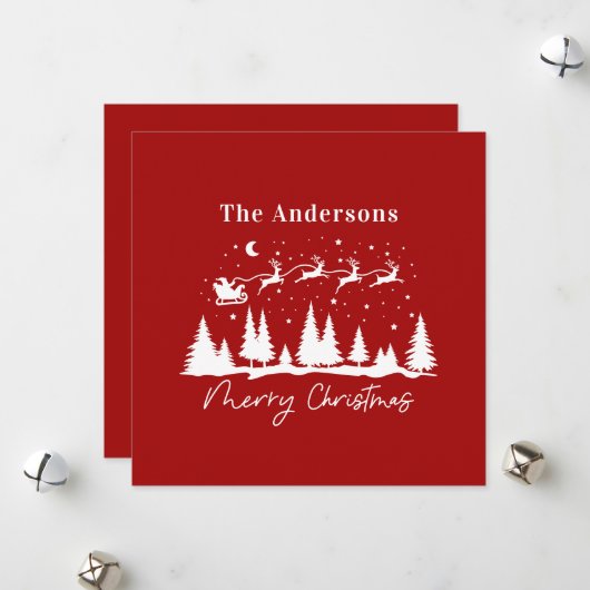 Kerstman en rendier slee met Kerstkaart (Voorkant / Achterkant in situ)