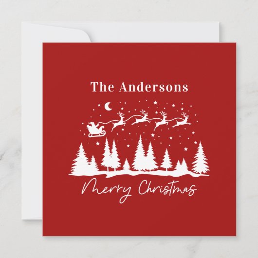 Kerstman en rendier slee met Kerstkaart (Voorkant)