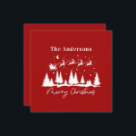 Kerstman en rendier slee met Kerstkaart<br><div class="desc">Klassiek Kerstman en rendier slee ontwerp,  ruimte voor bericht op de achterkant</div>