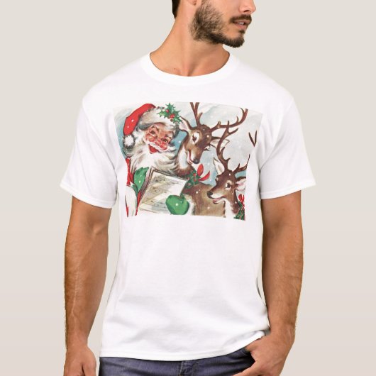 Kerstman en rendier T-shirt (Voorkant)