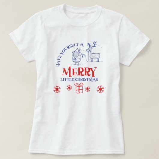 Kerstman en Rendier T-Shirt (Design voorkant)