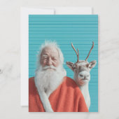 Kerstman en rendier vakantie duo feestdagenkaart (Voorkant)