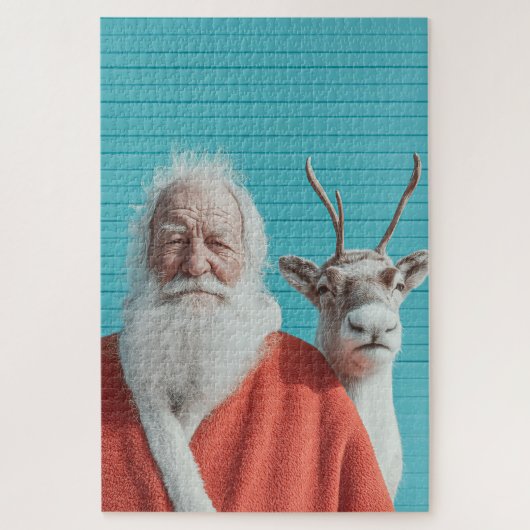 Kerstman en Rendier Vakantie Duo Legpuzzel (Verticaal)
