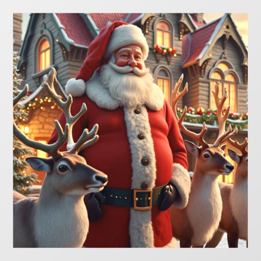 Kerstman en rendier venster klampen raamsticker (Vel)