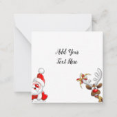 Kerstman en rendier vrolijk kerstfeest gelukkige c notitiekaartje (Achterkant)